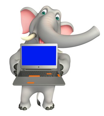 sevimli fil dizüstü bilgisayar ile karakter karikatür  