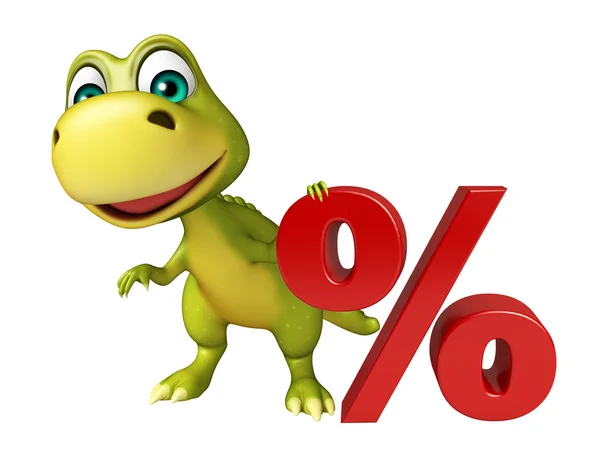 Cute Dinosaur cartoon character with at the rate sign — Stock Photo, Image