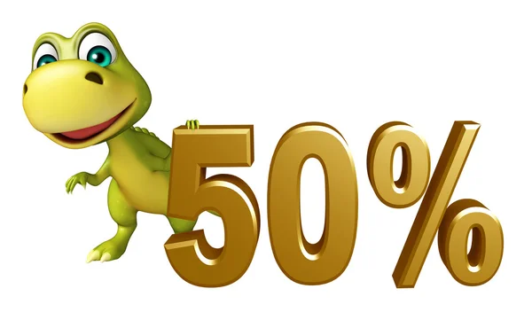 Söt dinosaurie seriefiguren med 50% tecken — Stockfoto