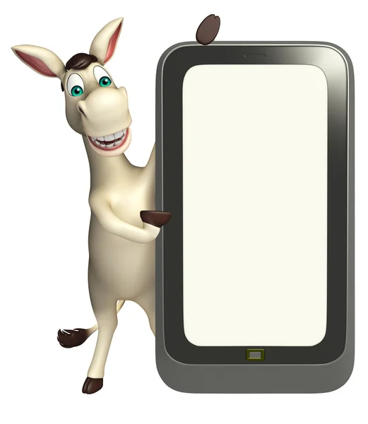 Personagem de desenho animado burro com celular — Fotografia de Stock