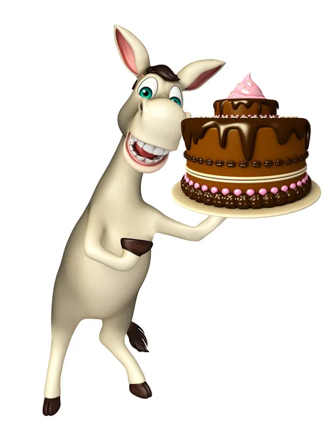 Donkey personnage de dessin animé Donkey personnage de dessin animé avec gâteau — Photo
