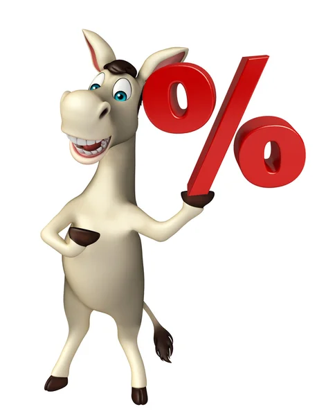 Donkey cartoon character with percentage sign — Stock Photo, Image