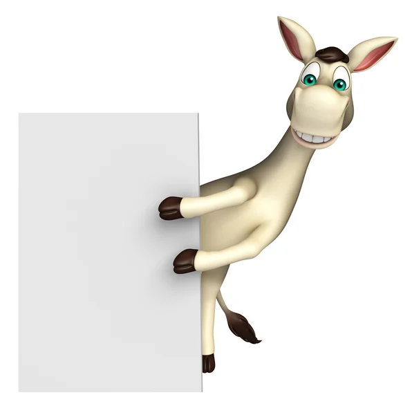 Schattig Donkey stripfiguur met white-board — Stockfoto