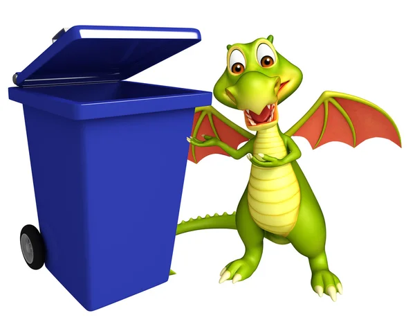 Dragão bonito personagem dos desenhos animados com lixo — Fotografia de Stock