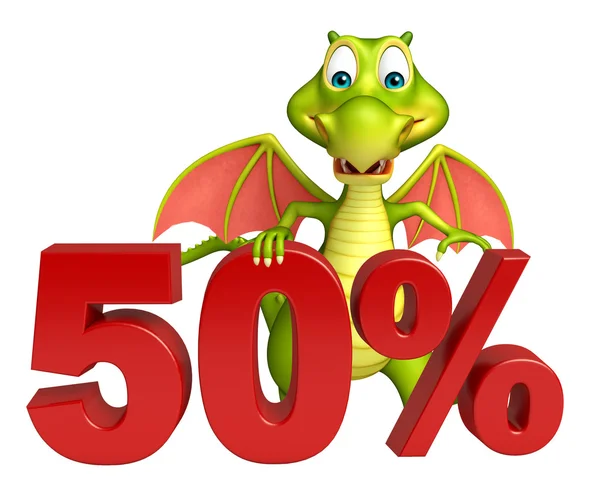 Divertido personaje de dibujos animados Dragón con 50% cantar —  Fotos de Stock