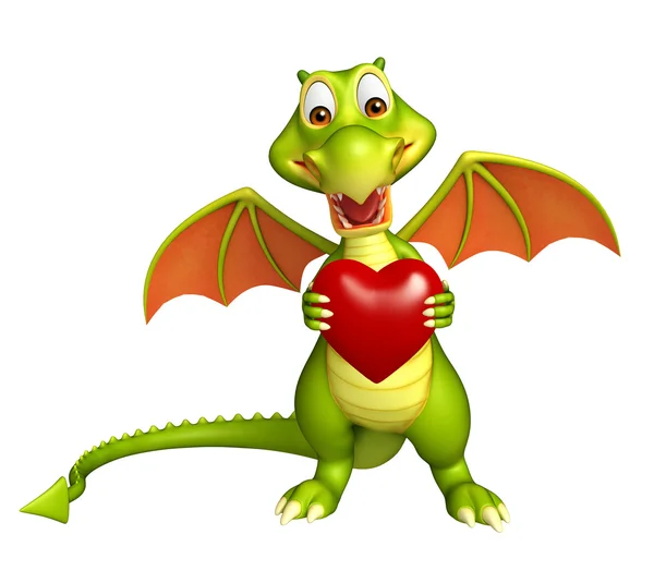 Δράκος χαρακτήρα κινουμένων σχεδίων με την καρδιά — Φωτογραφία Αρχείου