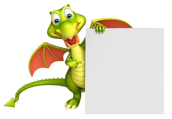 Aranyos sárkány rajzfilmfigura fehér tábla — Stock Fotó
