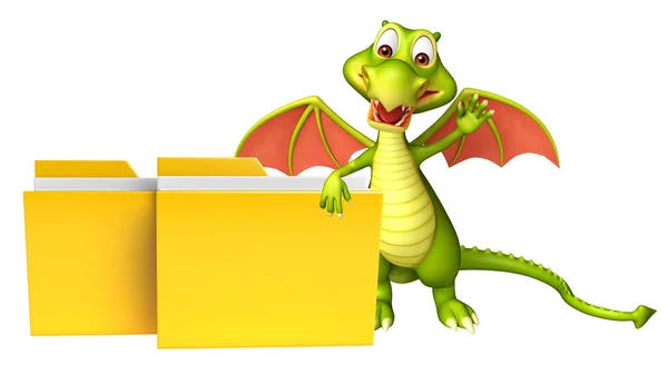 Leuke Dragon stripfiguur met map — Stockfoto