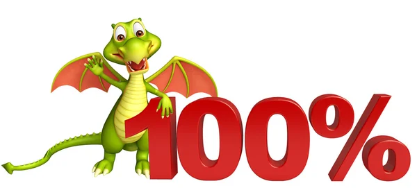 Spaß Drachen Cartoon-Figur mit 100% Zeichen — Stockfoto