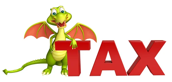 Postać z kreskówki Dragon z podatku znak — Zdjęcie stockowe