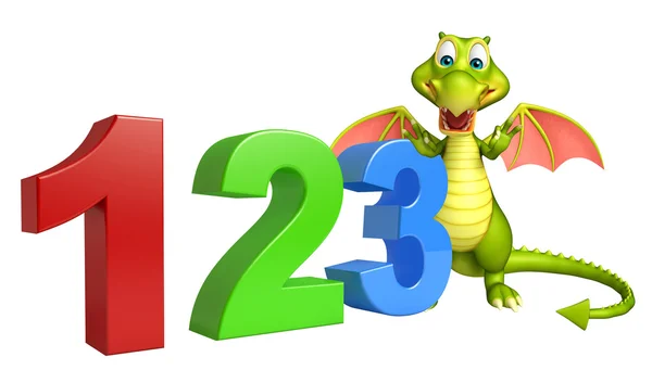 Симпатичный персонаж из мультфильма Dragon с 123 знаками — стоковое фото