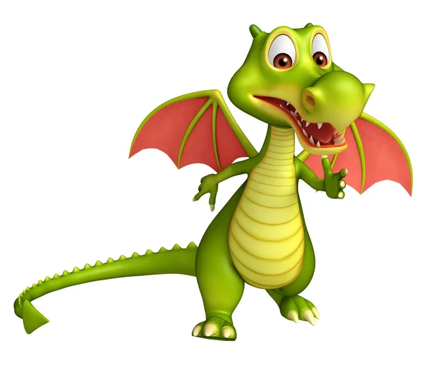 Lindo dragón divertido personaje de dibujos animados — Foto de Stock