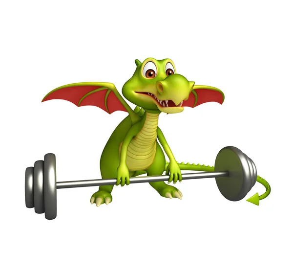 Dragon cartoon character with Gim equipment — Stock Photo, Image