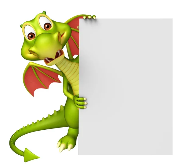 Schattig Dragon stripfiguur met white-board — Stockfoto