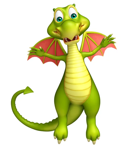 Lindo dragón divertido personaje de dibujos animados — Foto de Stock