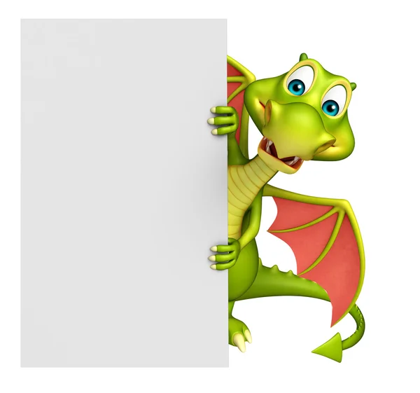 stock image cute Dragon cartoon character with white board