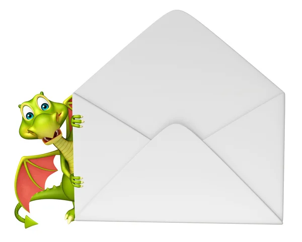 Fun Dragon cartoon character with mail — Stock Photo, Image