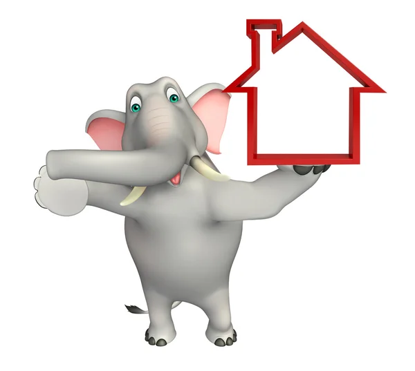 Elefante personaje de dibujos animados con signo de inicio — Foto de Stock