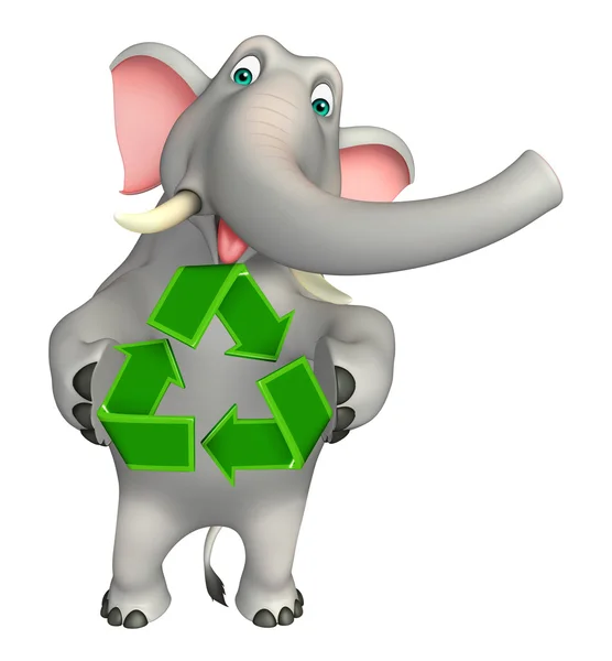 Zábava slon kreslená postava s recyklaci — Stock fotografie