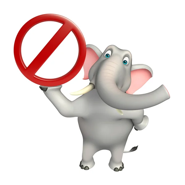 Divertente personaggio dei cartoni animati Elephant con stop sign — Foto Stock