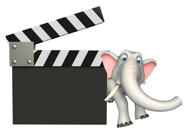 Divertente personaggio dei cartoni animati Elephant con bordo applauso — Foto Stock