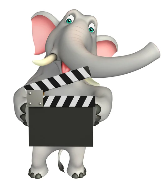 Divertente personaggio dei cartoni animati Elephant con bordo applauso — Foto Stock