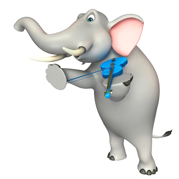 Lindo personaje de dibujos animados elefante con violín —  Fotos de Stock