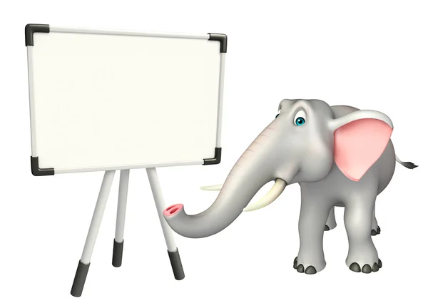 Elefante personaje de dibujos animados con pizarra blanca — Foto de Stock