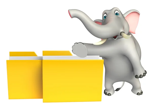 Lindo elefante personaje de dibujos animados con carpeta —  Fotos de Stock
