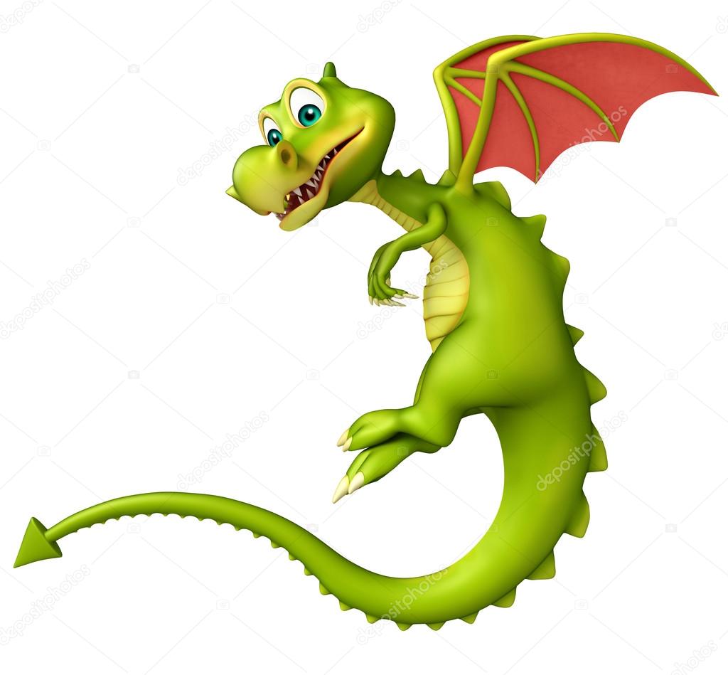 Cute Dragon funny cartoon character Stock Illustration by ©visible3dscience  #104065006