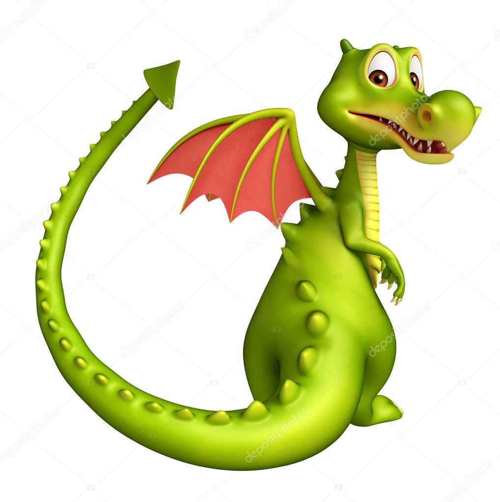 Cute Dragon funny cartoon character Stock Illustration by ©visible3dscience  #104065086