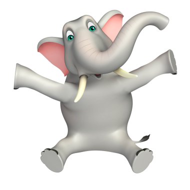 sevimli fil oturarak ile karakter karikatür