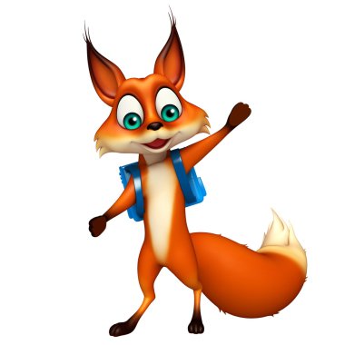 eğlenceli okul çantası ile tilki çizgi film karakteri