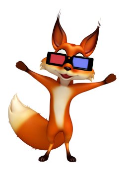 eğlenceli tilki çizgi film karakteri ile 3d gözlük