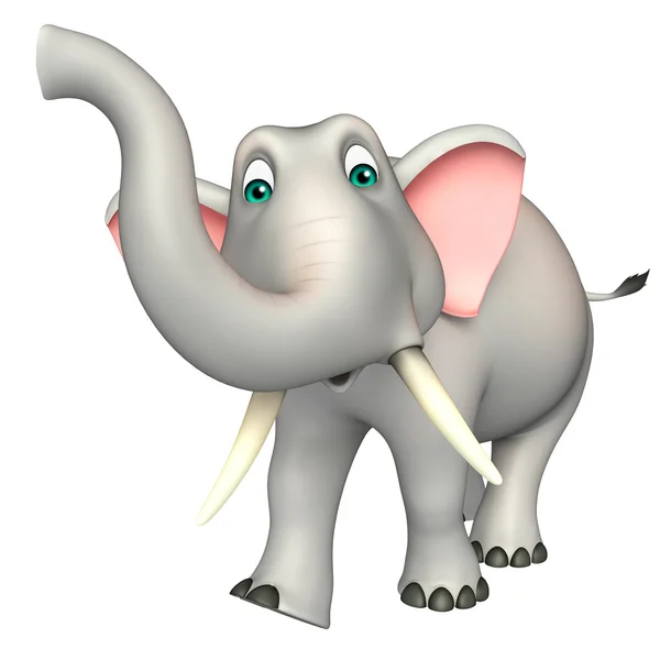 可爱的大象滑稽的卡通人物 — 图库照片