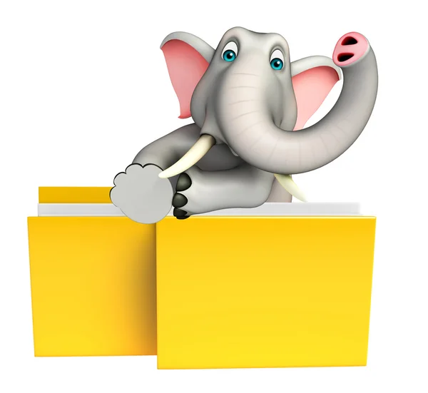 Cute Elephant cartoon character with folder — Stock Photo, Image