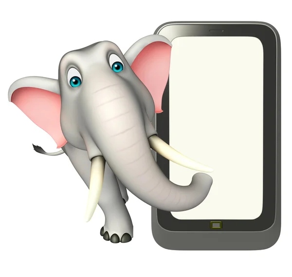 携帯電話で文字を漫画のかわいい象 — ストック写真