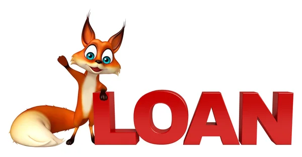 Διασκέδαση Fox χαρακτήρα κινουμένων σχεδίων με δάνειο σημάδι — Φωτογραφία Αρχείου
