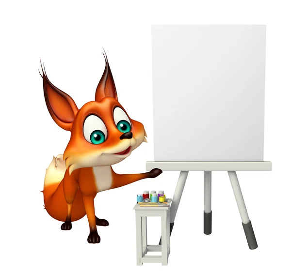 Lindo personaje de dibujos animados de Fox con tablero blanco —  Fotos de Stock