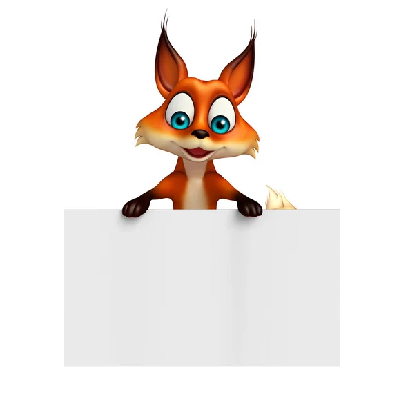 Lindo personaje de dibujos animados de Fox con tablero blanco —  Fotos de Stock