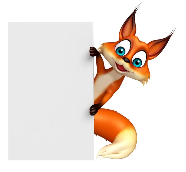 Милый персонаж мультфильма Fox с белой доской — стоковое фото