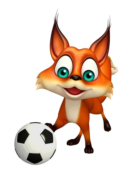 Fox personagem de desenho animado com futebol — Fotografia de Stock