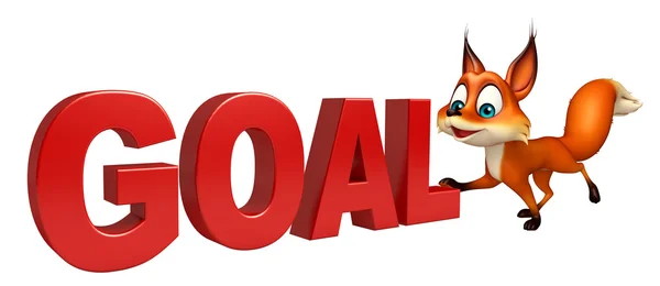Fox personagem de desenho animado com sinal de gol — Fotografia de Stock