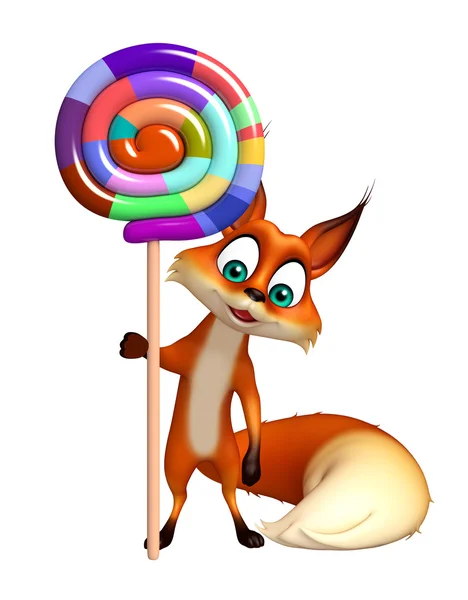 Fox cartoon character with  lollypop — Stock Photo, Image