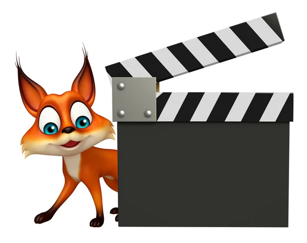 Fox cartoon karakter met klepel bord — Stockfoto