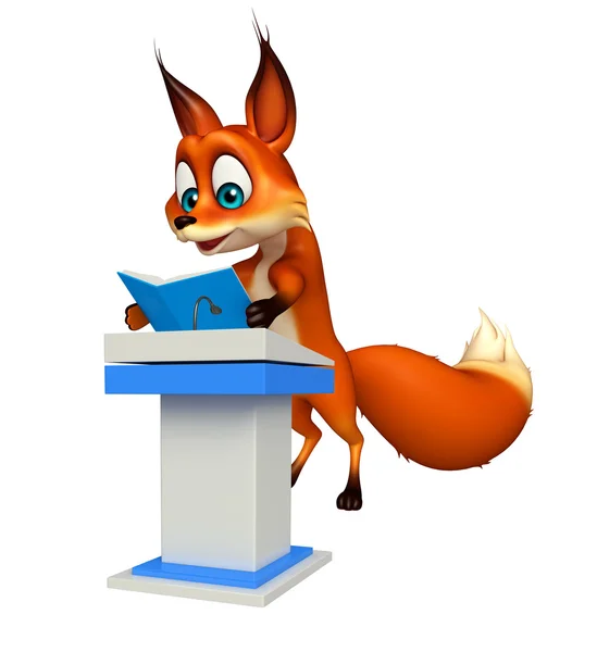 Lindo personaje de dibujos animados de Fox con etapa de habla —  Fotos de Stock