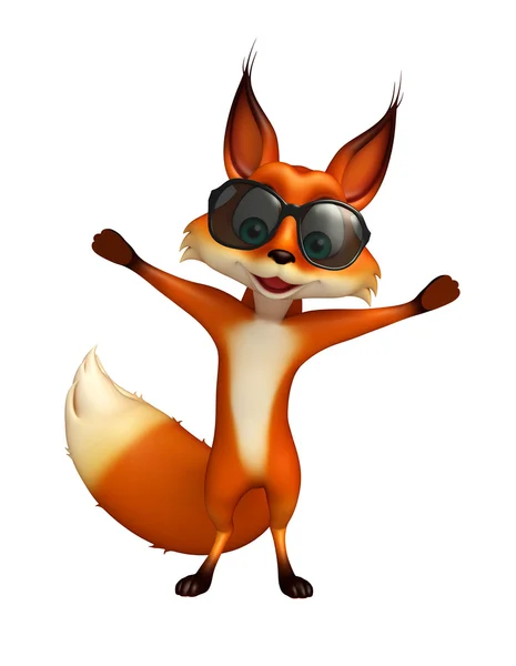 Divertido personaje de dibujos animados Fox con gafas de sol —  Fotos de Stock