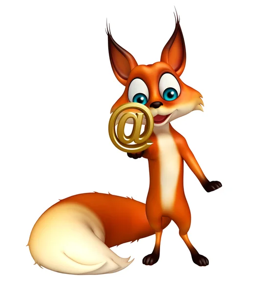 fun Fox cartoon character with at the rate sign