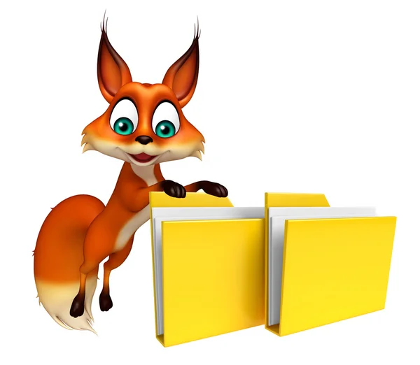 Fox personaje de dibujos animados con carpeta —  Fotos de Stock