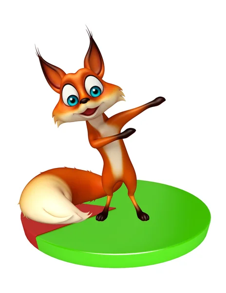 Bonito Fox personagem de desenho animado com sinal de círculo — Fotografia de Stock